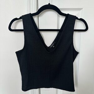 Madewell Textured Black V-Neck Crop Top